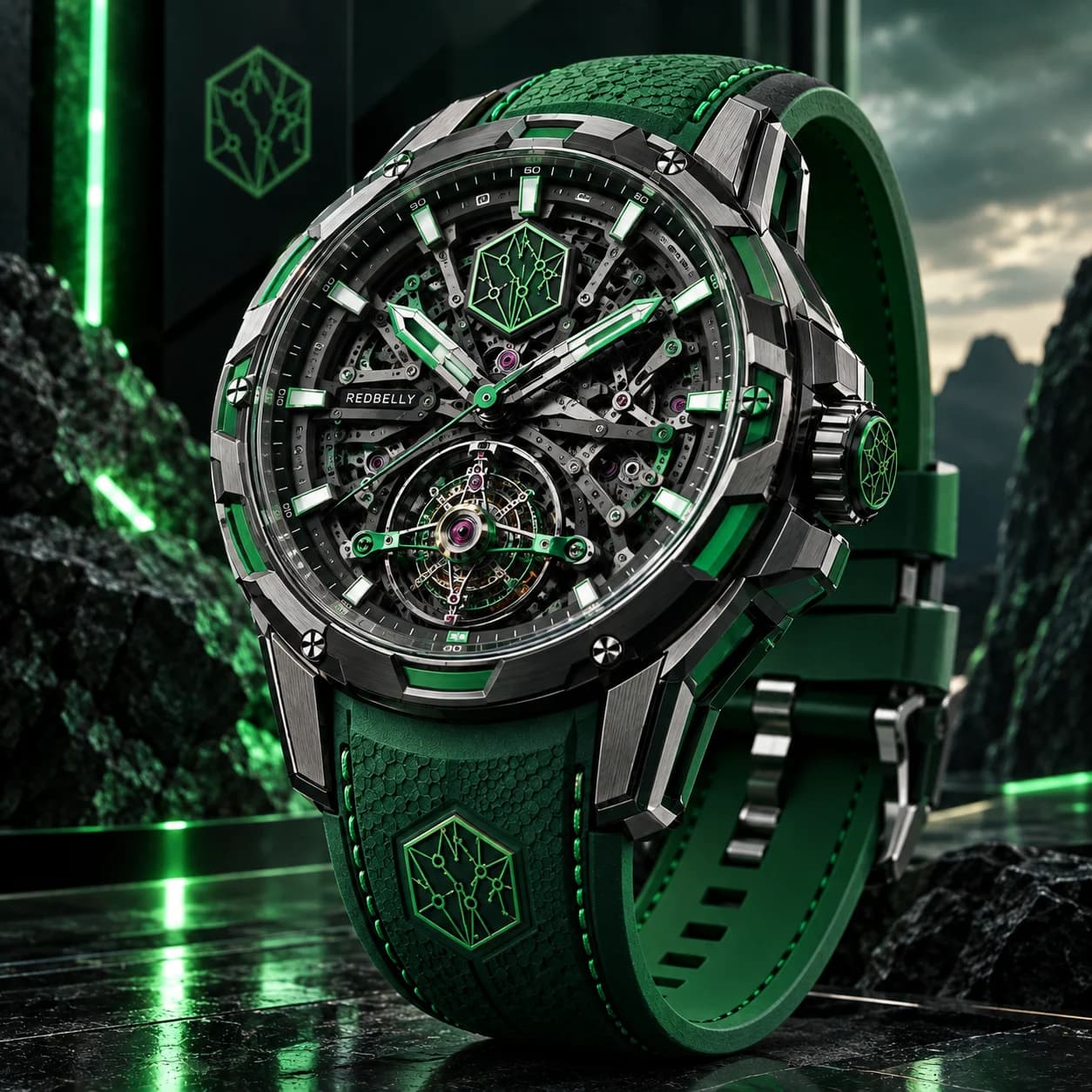 VAULT 01 Green mechanical watch preview
